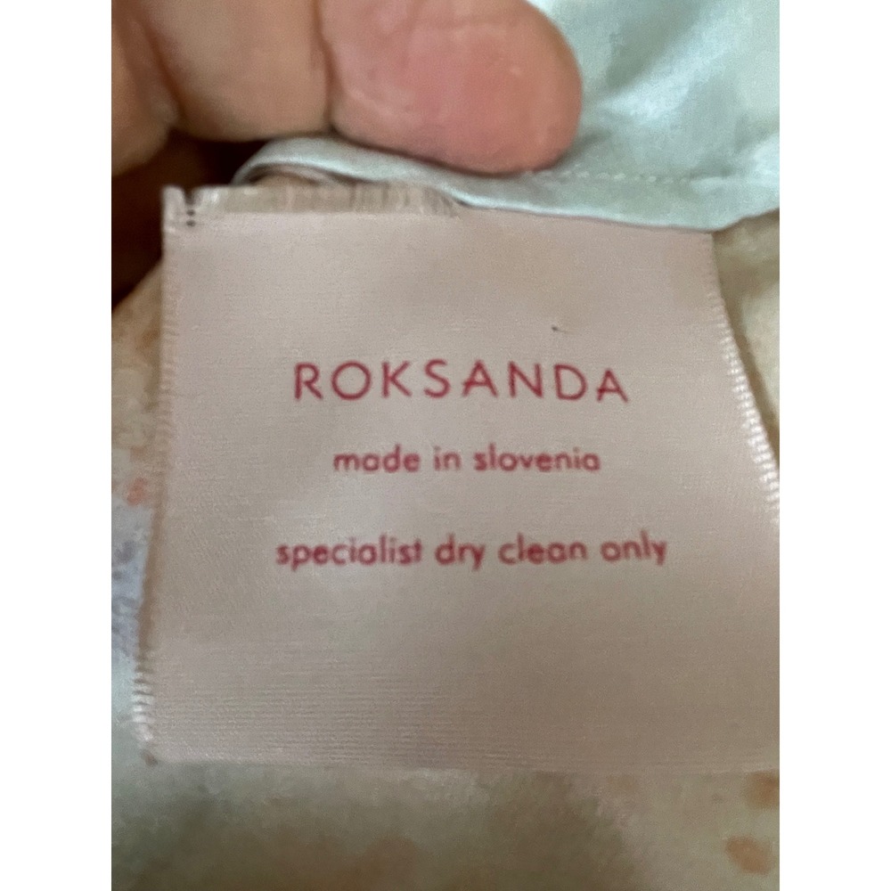 Roksanda Silk Blouse Abstract Watercolor Painterly Print Size 8 High Neck - Picture 7 of 8